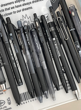 uni日本三菱中性笔uniball按动水笔黑umn-155刷题百乐笔斑马JJ15