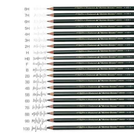 uni三菱铅笔素描铅笔9800绘画专业书写2b/hb/2h/4b套装炭笔学生日本素描铅笔美术生专用2比铅笔考研速干笔6b