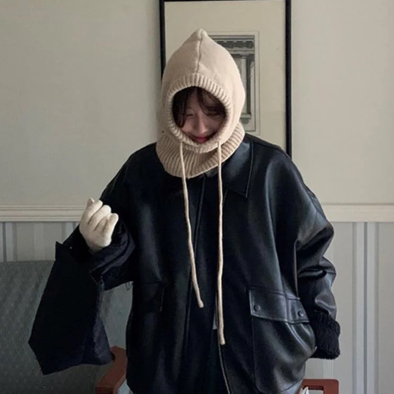 韩国巴拉克拉法帽女秋冬针织保暖