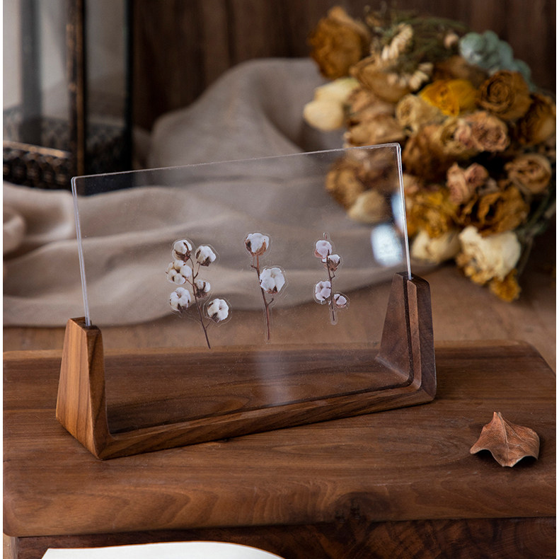 中式实木相框摆台木色7寸u型底座