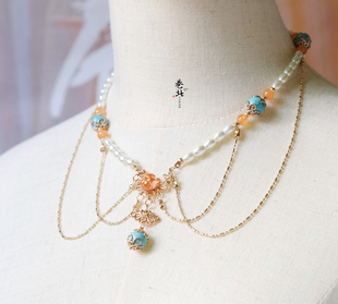 唐制汉服项链坦领配饰诃子裙敦煌飞天项圈遇见神鹿瑶饰品软璎珞