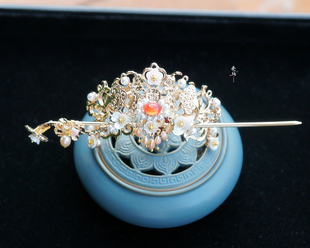 汉服头饰配饰双飞鹤简约发冠发簪古装发饰品汉服发冠男女通用簪子