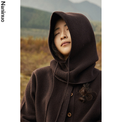 <风旅人>羊绒抽绳脖套帽