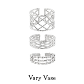 Vary Vase蕾丝纯银线条戒指 精致肌理小众设计感叠戴开口可调节