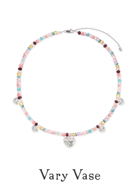 Vary Vase 气球爱心天然石彩色串珠多巴胺项链甜酷轻奢精致礼物