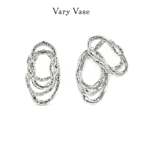 Vary Vase涟漪蕾丝线条耳钉 前后两戴纯银设计感镂空精致百搭高级