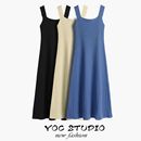 打底性感显瘦背心裙女纯色 韩版 女针织平领吊带裙中长新款 连衣裙装