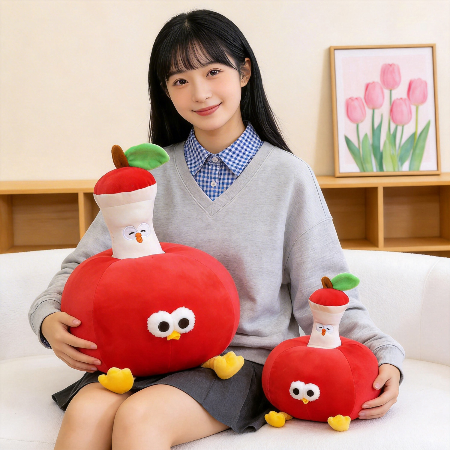 特大号创意苹果墩墩鸡毛