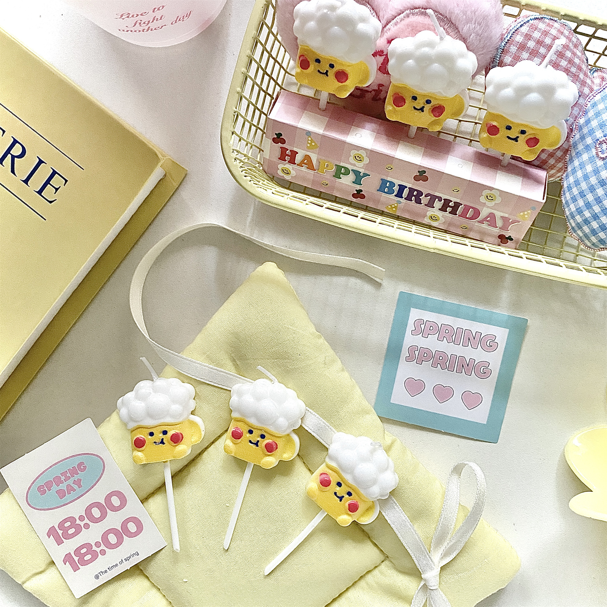 韩国啤酒生日蜡烛蛋糕装饰