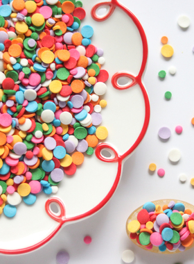 韩国复古生日奶油蛋糕深彩色彩虹色大小圆形圆片糖片1308