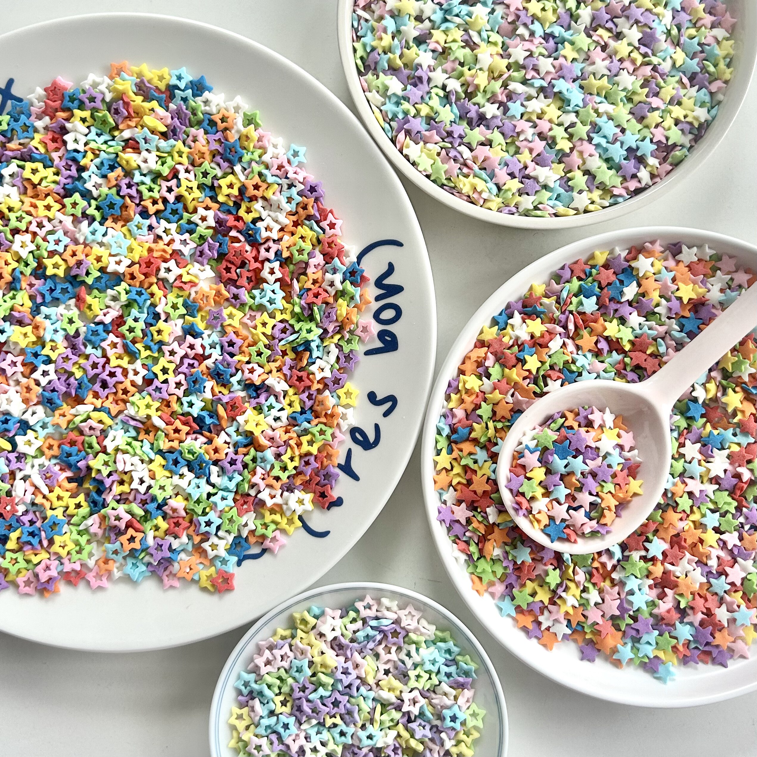 烘焙秘密 彩色马卡龙小星星五角星糖 镂空实心切片糖生日奶油蛋糕