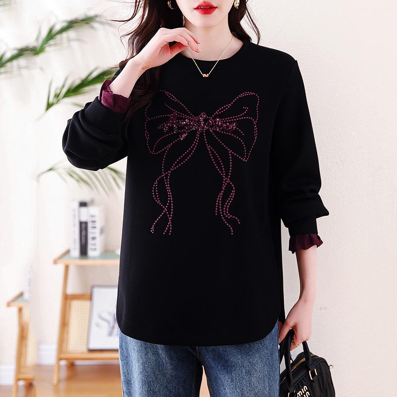 长袖钉珠大码女款春秋装