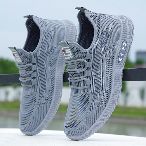 网鞋男款春秋透气一脚蹬轻便防滑软底薄款防臭百搭网面运动休闲鞋