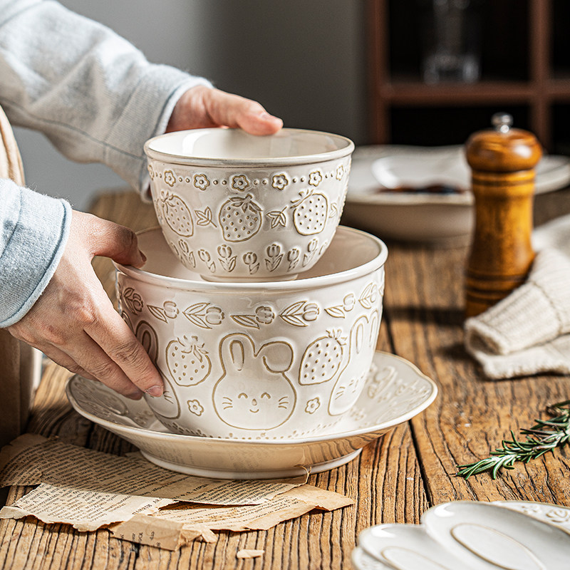 拾器集日式白色碗高级可爱创意卡通复古高温釉下彩酸奶甜品早餐具,餐饮具,碗,淘宝优惠券,粉丝福利购,淘宝优惠卷