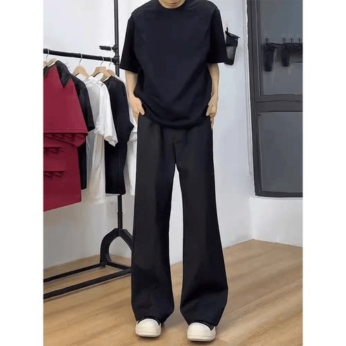 黑色517柳叶弯刀西裤男夏季薄款