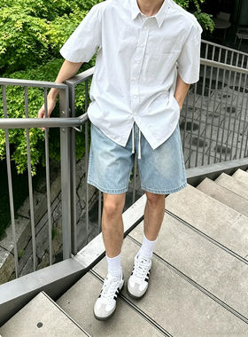 夏季薄款英伦雅痞男士短袖衬衫