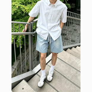 cleanfit白色衬衫短袖男款夏季薄款英伦雅痞衬衣韩系风格穿搭外套