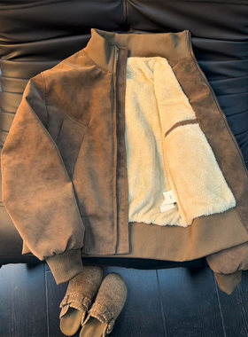 美式复古扎染立领棉服男款冬季加绒加厚廓形棉衣短款机车夹克外套