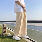 宽松亚麻休闲九分裤 阔腿裤 子学生薄款 灯笼裤 男夏季 日系直筒棉麻裤