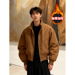 美式飞行员短款夹克棉服加厚保暖男款冬季高级感cleanfit立领外套