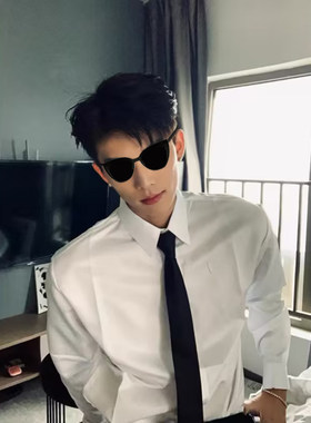 学院风白色长袖衬衫男秋冬西装内搭高级感轻熟风男装痞帅dk衬衣