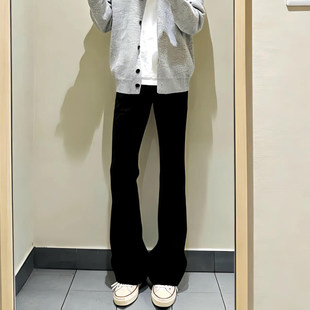 cleanfit黑色微喇裤子男款春季美式高街提档直筒裤痞帅弯刀牛仔裤