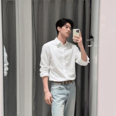 人夫感穿搭白色衬衫男高级感痞帅