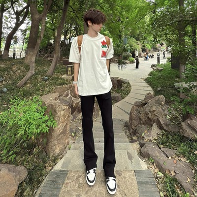 黑色牛仔裤男夏季薄款美式高街