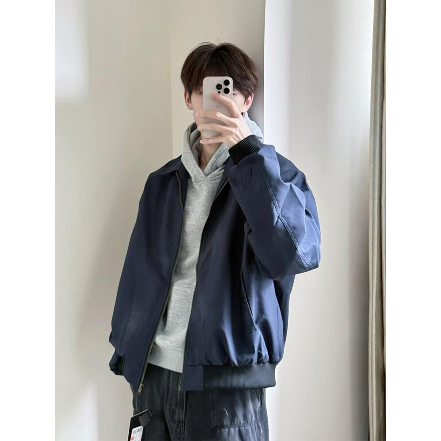 cleanfit藏青色短款外套男春秋季