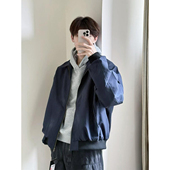 美式 cleanfit藏青色短款 外套男春秋季 翻领棒球服痞帅飞行员夹克