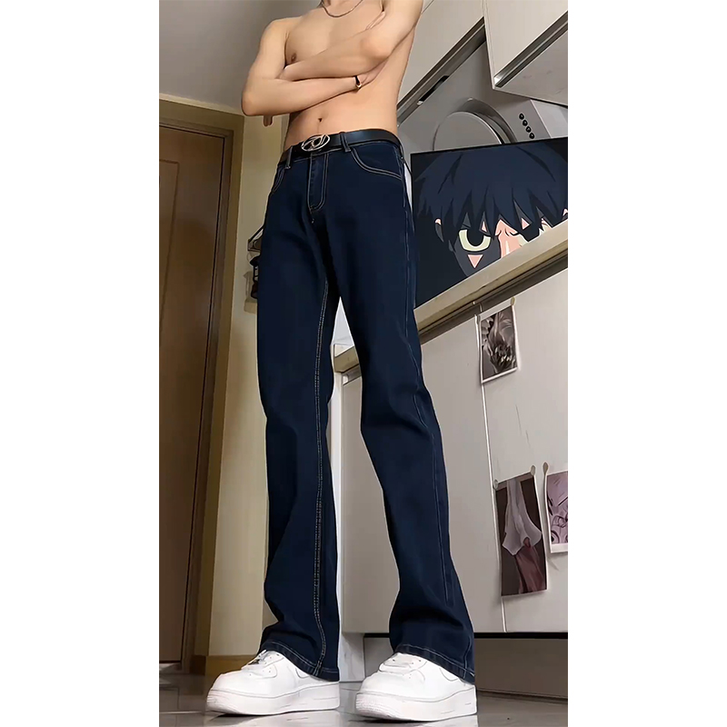 原牛色修身牛仔裤男美式高街