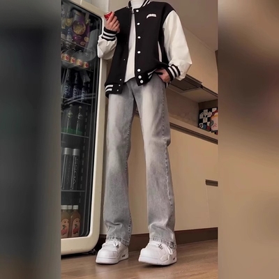 cleanfit水泥烟灰色牛仔裤男款