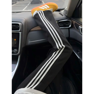 子显腿长宽松直筒裤 cleanfit条纹运动卫裤 潮牌三条杠裤 美式 男秋季