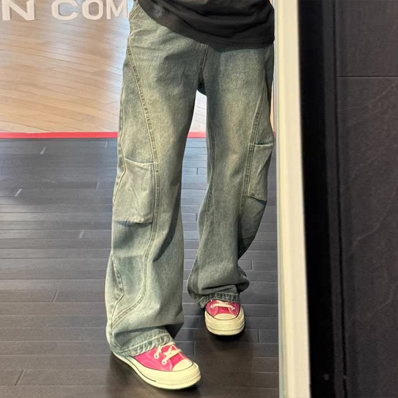 美式复古蓝弯刀牛仔裤男款