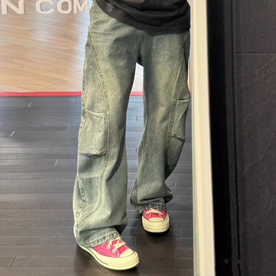 美式复古蓝弯刀牛仔裤男款