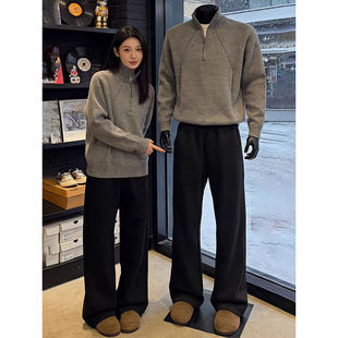 子提档显腿长运动休闲长裤 黑色重磅直筒卫裤 垂感弯刀裤 美式 男春季