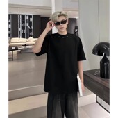 饰设计感小领口t恤高克重半袖 金属装 男夏季 cleanfit重磅正肩短袖