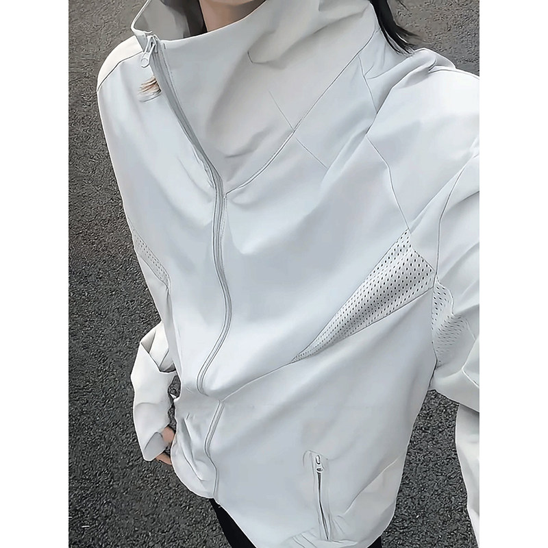 网眼原纱立领防晒衣男女夏季薄款透气速干运动夹克修身防晒服外套