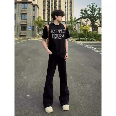 cleanfit黑色牛仔裤男款夏季薄款
