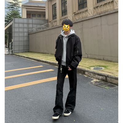 cleanfit黑色翻领飞行员夹克