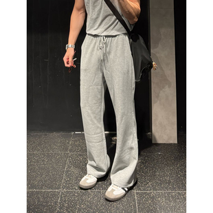 男款 子直筒跑步健身长裤 秋春季 高街baggy垂感裤 美式 灰色运动卫裤