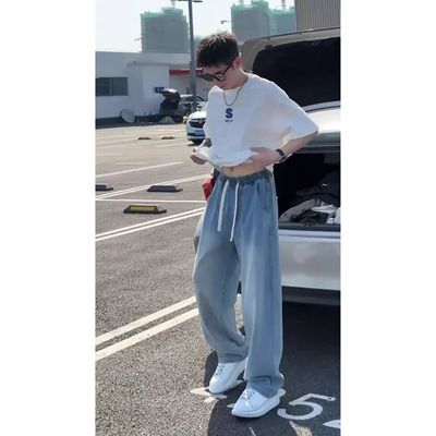 浅蓝色冰丝牛仔裤男款夏季薄款