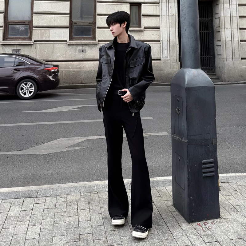 黑色微喇叭西裤加长版高个子男款