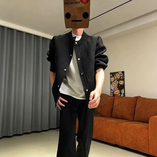 原宿潮男男生超好看毛衣开衫秋冬棒球针织外套修身矮个子外穿新款