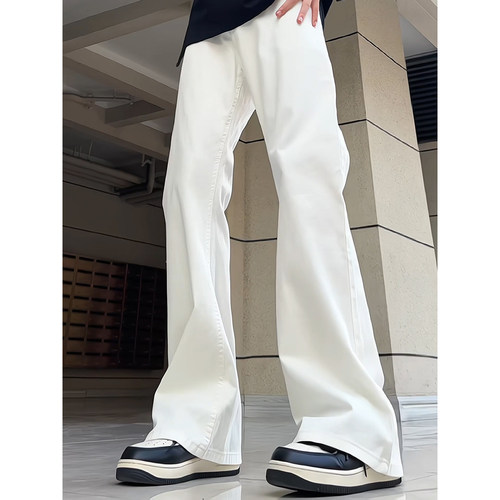 白色直筒牛仔裤男款秋季美式高街