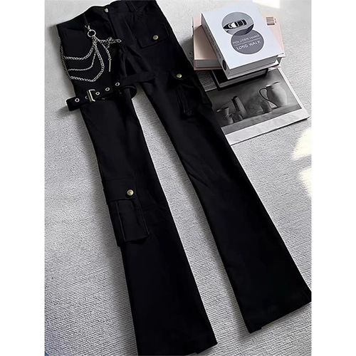 美式高街绑带微喇显瘦牛仔裤男