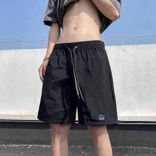 潮流休闲运动中裤 轻薄速干短裤 夏季 刺绣情侣五分裤 男宽松ins美式