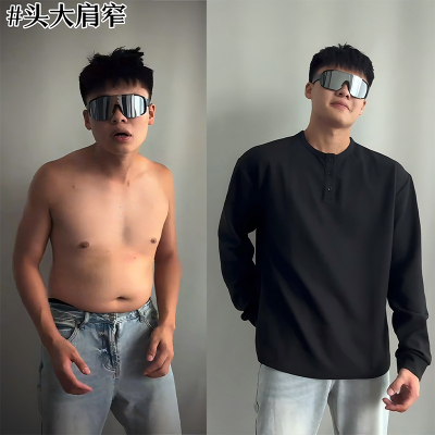 cleanfit亨利领长袖t恤男秋冬季