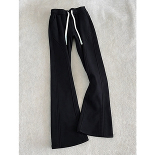 高街微喇卫裤 子休闲斜切直筒裤 男款 青少年运动裤 春秋窄版 黑色美式