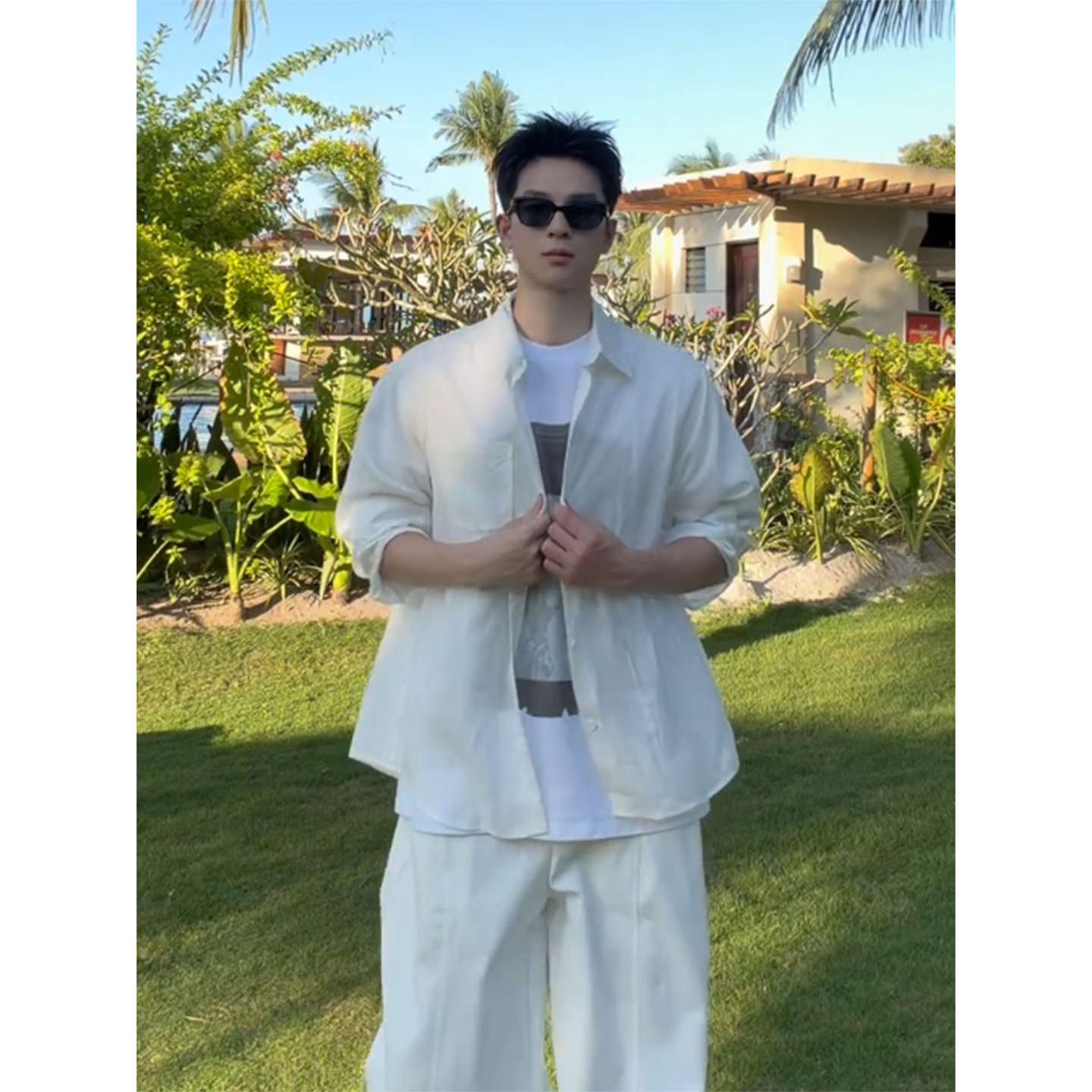 老钱风亚麻男士薄款防晒长袖衬衫图片